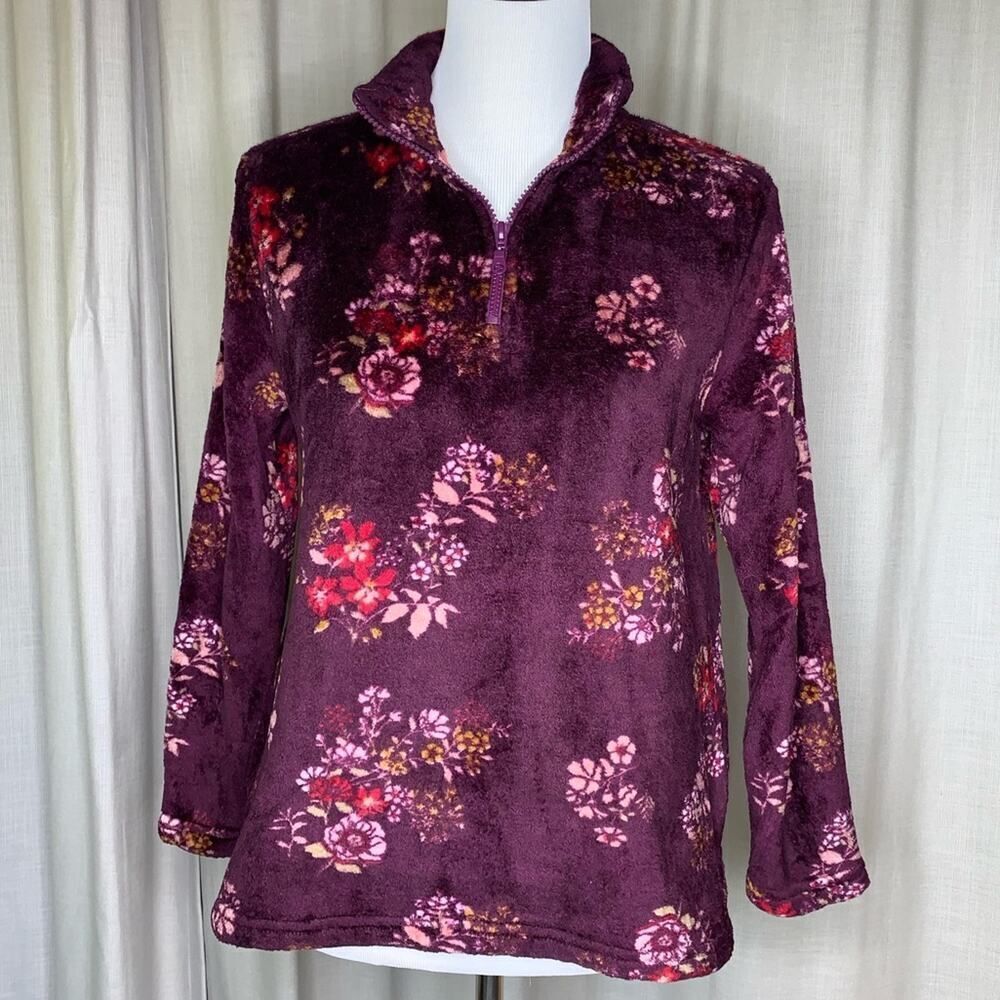Wallflower Floral Fleece 1/4 Zip Pullover Sz Medium